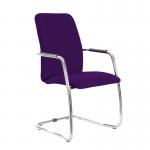 Tuba chrome cantilever frame conference chair with fully upholstered back - Tarot Purple