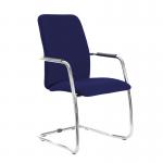 Tuba chrome cantilever frame conference chair with fully upholstered back - Ocean Blue