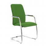 Tuba chrome cantilever frame conference chair with fully upholstered back - Lombok Green TUB200C1-C-YS159