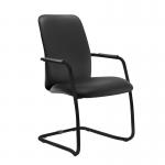 Tuba black cantilever frame conference chair with fully upholstered back - Nero Black vinyl TUB200C1-K-00110