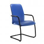 Tuba black cantilever frame conference chair with fully upholstered back - Ocean Blue vinyl TUB200C1-K-74465