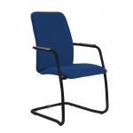 Tuba black cantilever frame conference chair with fully upholstered back - Curacao Blue TUB200C1-K-YS005
