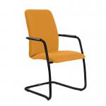 Tuba black cantilever frame conference chair with fully upholstered back - Solano Yellow TUB200C1-K-YS072
