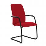 Tuba black cantilever frame conference chair with fully upholstered back - Panama Red TUB200C1-K-YS079