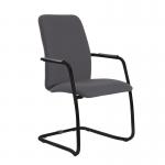 Tuba black cantilever frame conference chair with fully upholstered back - Blizzard Grey TUB200C1-K-YS081
