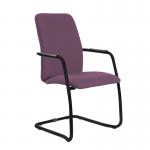 Tuba black cantilever frame conference chair with fully upholstered back - Bridgetown Purple TUB200C1-K-YS102
