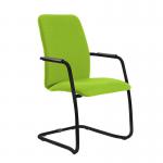 Tuba black cantilever frame conference chair with fully upholstered back - Madura Green TUB200C1-K-YS156