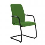 Tuba black cantilever frame conference chair with fully upholstered back - Lombok Green TUB200C1-K-YS159