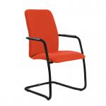 Tuba black cantilever frame conference chair with fully upholstered back - Tortuga Orange TUB200C1-K-YS168
