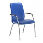 Tuba chrome 4 leg frame conference chair with fully upholstered back - Ocean Blue vinyl TUB204C1-C-74465