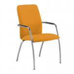 Tuba chrome 4 leg frame conference chair with fully upholstered back - Solano Yellow TUB204C1-C-YS072
