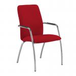 Tuba chrome 4 leg frame conference chair with fully upholstered back - Panama Red TUB204C1-C-YS079