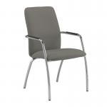 Tuba chrome 4 leg frame conference chair with fully upholstered back - Slip Grey TUB204C1-C-YS094