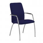 Tuba chrome 4 leg frame conference chair with fully upholstered back - Ocean Blue TUB204C1-C-YS100