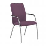 Tuba chrome 4 leg frame conference chair with fully upholstered back - Bridgetown Purple TUB204C1-C-YS102
