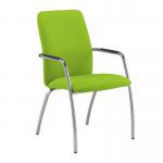 Tuba chrome 4 leg frame conference chair with fully upholstered back - Madura Green TUB204C1-C-YS156
