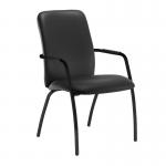 Tuba black 4 leg frame conference chair with fully upholstered back - Nero Black vinyl TUB204C1-K-00110