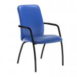 Tuba black 4 leg frame conference chair with fully upholstered back - Ocean Blue vinyl TUB204C1-K-74465