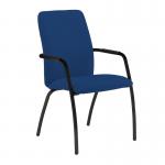 Tuba black 4 leg frame conference chair with fully upholstered back - Curacao Blue TUB204C1-K-YS005