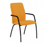 Tuba black 4 leg frame conference chair with fully upholstered back - Solano Yellow