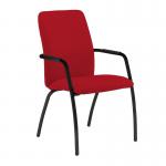 Tuba black 4 leg frame conference chair with fully upholstered back - Panama Red