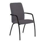 Tuba black 4 leg frame conference chair with fully upholstered back - Blizzard Grey