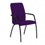 Tuba black 4 leg frame conference chair with fully upholstered back - Tarot Purple