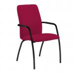Tuba black 4 leg frame conference chair with fully upholstered back - Diablo Pink