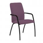 Tuba black 4 leg frame conference chair with fully upholstered back - Bridgetown Purple TUB204C1-K-YS102