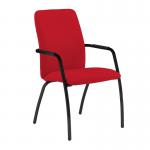 Tuba black 4 leg frame conference chair with fully upholstered back - Belize Red TUB204C1-K-YS105