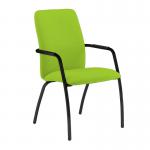 Tuba black 4 leg frame conference chair with fully upholstered back - Madura Green TUB204C1-K-YS156