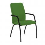 Tuba black 4 leg frame conference chair with fully upholstered back - Lombok Green