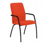 Tuba black 4 leg frame conference chair with fully upholstered back - Tortuga Orange