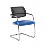 Tuba chrome cantilever frame conference chair with half mesh back - Ocean Blue vinyl TUB300C1-C-74465