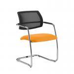 Tuba chrome cantilever frame conference chair with half mesh back - Solano Yellow TUB300C1-C-YS072