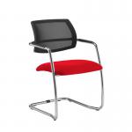Tuba chrome cantilever frame conference chair with half mesh back - Panama Red TUB300C1-C-YS079