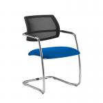 Tuba chrome cantilever frame conference chair with half mesh back - Scuba Blue TUB300C1-C-YS082