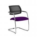 Tuba chrome cantilever frame conference chair with half mesh back - Tarot Purple TUB300C1-C-YS084