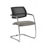 Tuba chrome cantilever frame conference chair with half mesh back - Slip Grey TUB300C1-C-YS094