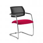Tuba chrome cantilever frame conference chair with half mesh back - Diablo Pink TUB300C1-C-YS101