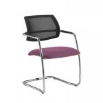 Tuba chrome cantilever frame conference chair with half mesh back - Bridgetown Purple TUB300C1-C-YS102