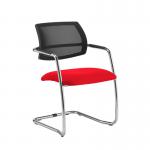 Tuba chrome cantilever frame conference chair with half mesh back - Belize Red TUB300C1-C-YS105
