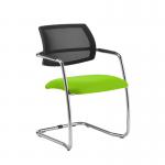 Tuba chrome cantilever frame conference chair with half mesh back - Madura Green TUB300C1-C-YS156