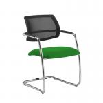 Tuba chrome cantilever frame conference chair with half mesh back - Lombok Green TUB300C1-C-YS159