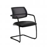 Tuba black cantilever frame conference chair with half mesh back - Nero Black vinyl TUB300C1-K-00110
