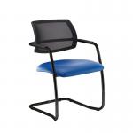 Tuba black cantilever frame conference chair with half mesh back - Ocean Blue vinyl TUB300C1-K-74465