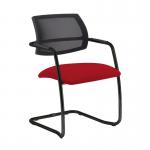 Tuba black cantilever frame conference chair with half mesh back - Panama Red TUB300C1-K-YS079