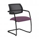 Tuba black cantilever frame conference chair with half mesh back - Bridgetown Purple TUB300C1-K-YS102