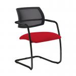 Tuba black cantilever frame conference chair with half mesh back - Belize Red TUB300C1-K-YS105
