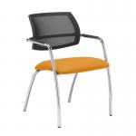 Tuba chrome 4 leg frame conference chair with half mesh back - Solano Yellow